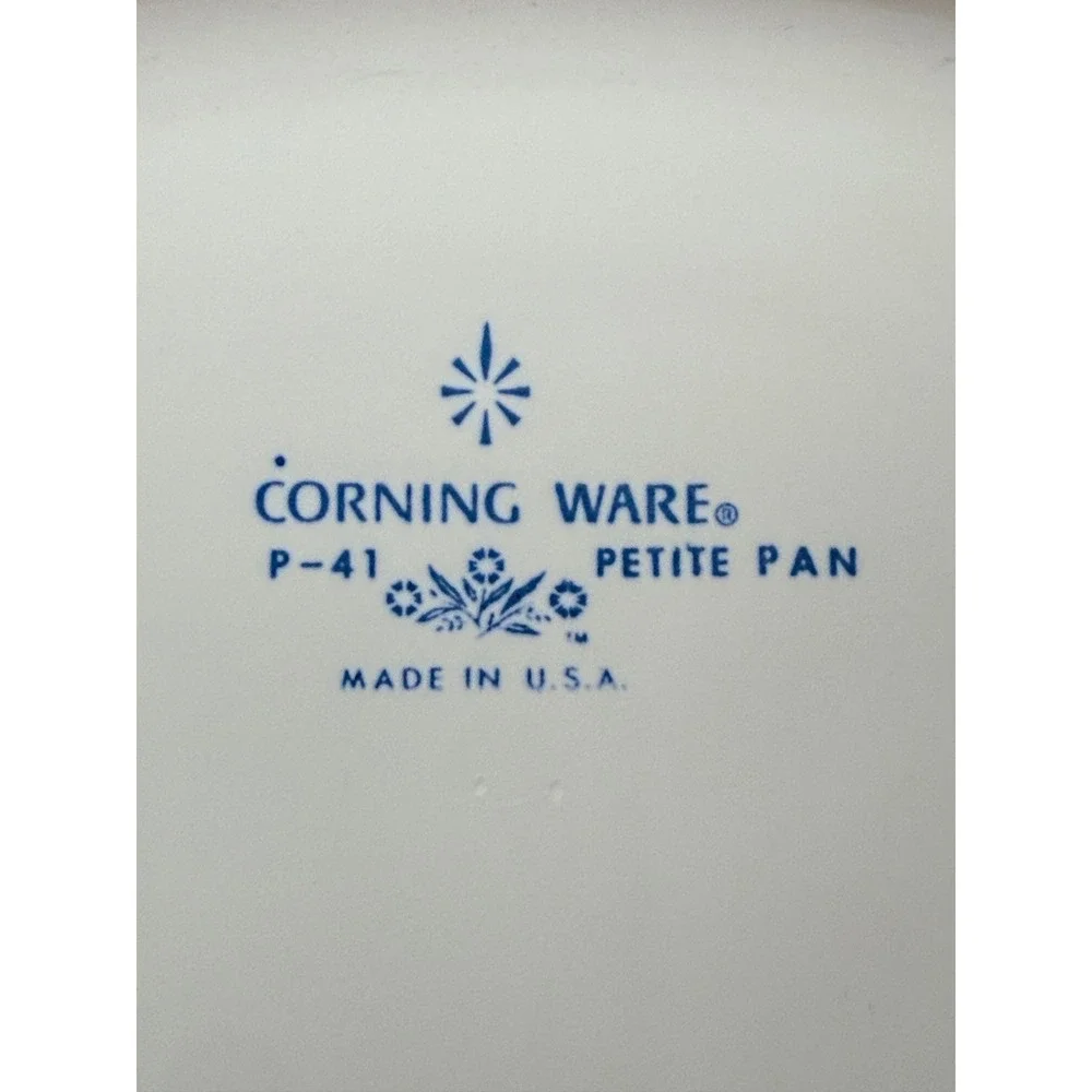 Vintage CorningWear Blue Cornflower P41 Petite Pan Casserole Dish Blue Stamp EUC